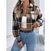 Women's Color Block Plaid Long Sleeve Fall Casual Short Jacket Wool Blend Button Pocket Shirt Top Blazers - 2 of 4