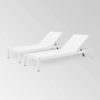 Cape Coral 2pk  Aluminum Chaise Lounge  White - Christopher Knight Home