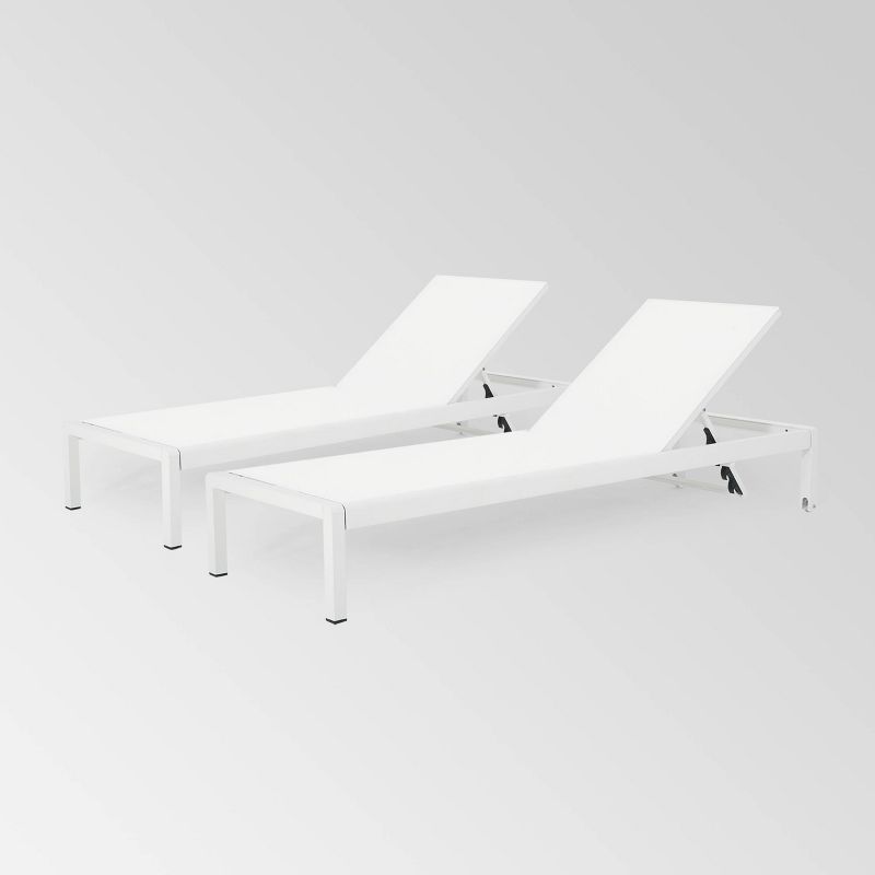 Cape Coral 2pk  Aluminum Chaise Lounge  White - Christopher Knight Home, 1 of 8