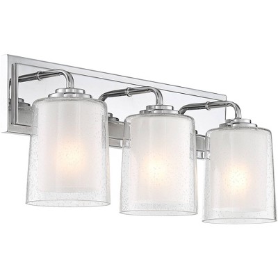 Mabelle 27" Chrome Modern Vanity Light with Frosted & Clear Glass