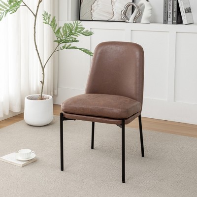 Wovenbyrd Bentley Modern Curved Back Dining Chair with Metal Base