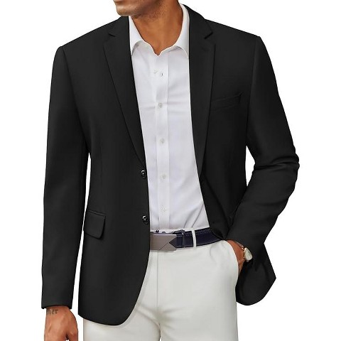 COOFANDY Men's Casual Blazer Slim Fit Two Button Lightweight Sport Coats Business Suit Jacket Black 50