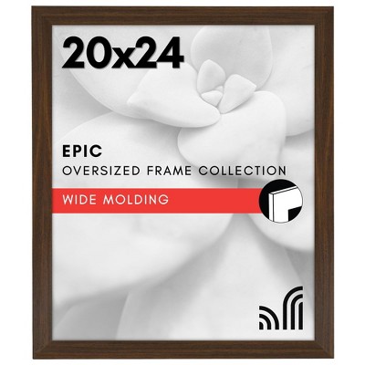 Americanflat 20x24 Poster Frame in Walnut with Polished Plexiglass - Horizontal and Vertical Formats with Included Hanging Hardware