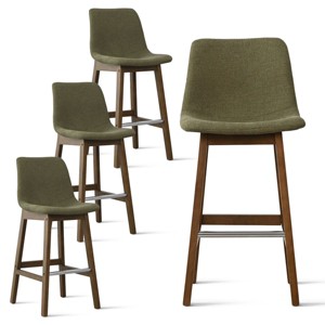 South Bar Stool Set Of 2 and 4, Fabric Upholstered Barstools with Solid Wood Legs and Footrest for Dining Room, Kitchen Island - Maison Boucle - 1 of 4