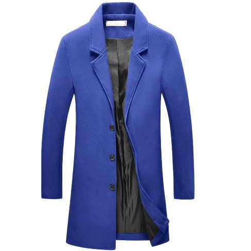 Royal blue hot sale overcoat mens