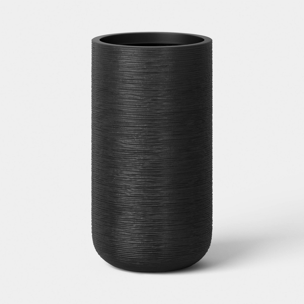 Fluted Outdoor Planter Black 12"x21" - Threshold™