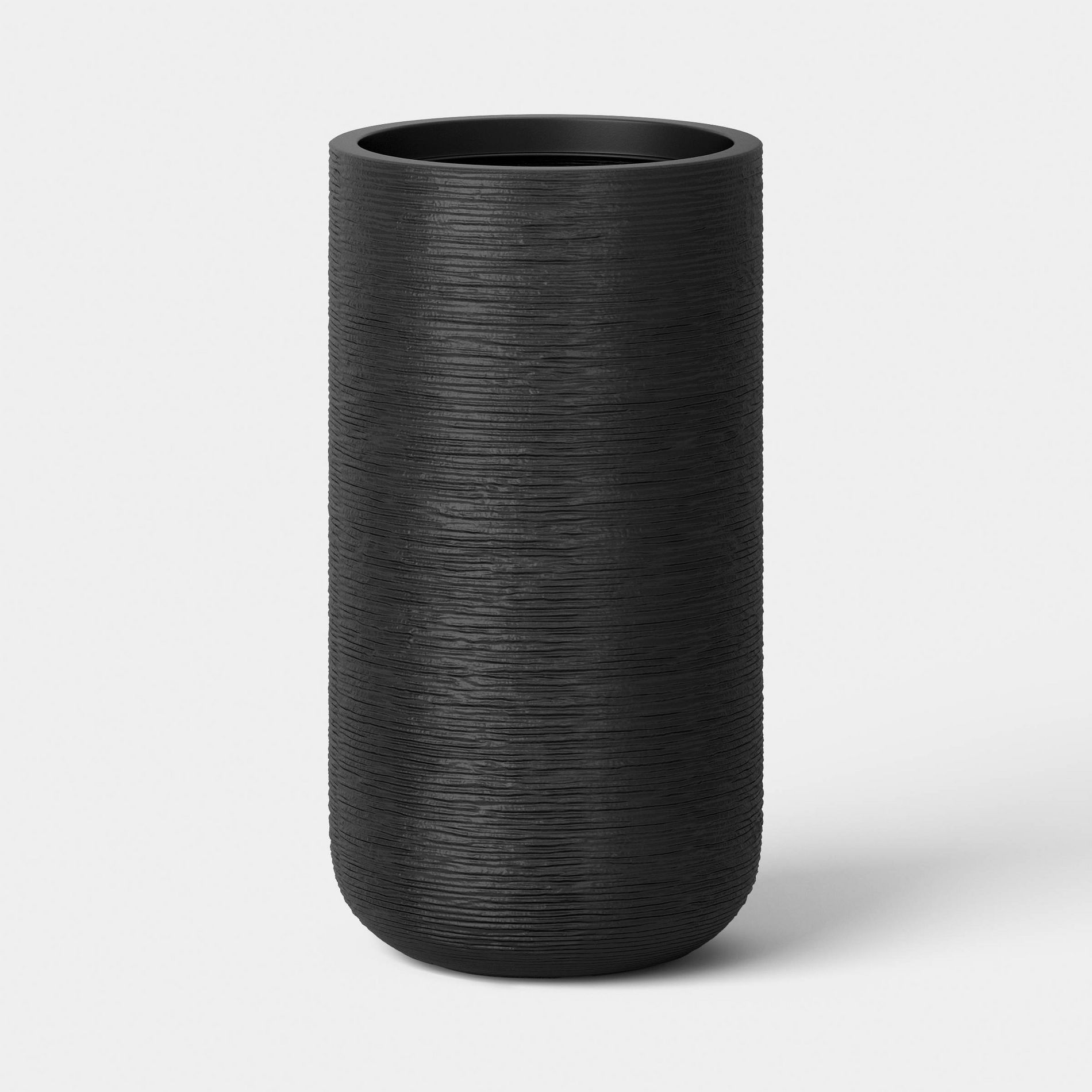 Fluted Outdoor Planter Black 12"x21" - Threshold™