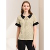 Allegra K Women's Contrast Doll Collar Polka Dots Short Sleeves Blouse - 4 of 4