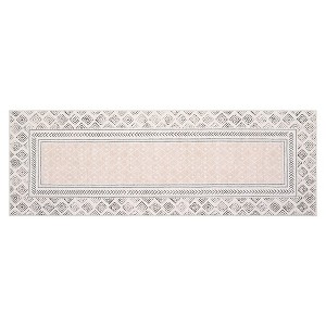 2*6 Living Room Washable Rug Area Rug Solid Bordered Farmhouse Indoor Carpet Soft Non-Slip Low Pile Floor Mat for Bedroom Nursery Beige - 1 of 4
