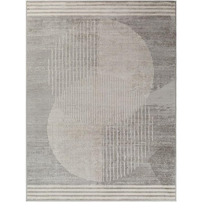 Mark & Day Lakin 7'10"x10' Rectangle Woven Indoor Area Rugs Light Gray: Modern Stripe, Stain-Resistant, Pet Friendly