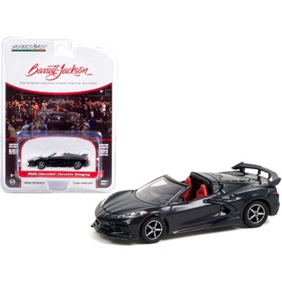 2020 Chevrolet Corvette C8 Stingray Convertible Shadow Gray Met. w/ Red Interior Barrett Jackson 1/64 Diecast Car by Greenlight