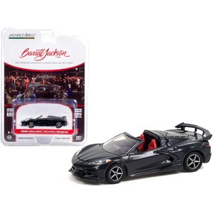 2020 Chevrolet Corvette C8 Stingray Convertible Shadow Gray Met. w/ Red Interior Barrett Jackson 1/64 Diecast Car by Greenlight - 1 of 3