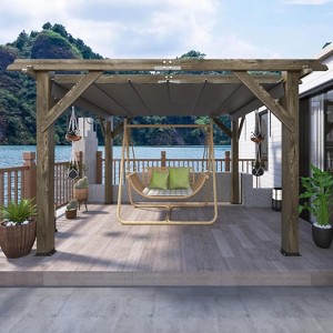 GustoWave Wooden Pergola, Retractable Shade Canopy Outdoor for Patio Backyard Garden - 1 of 4