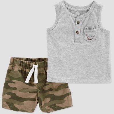 Image of Baby Boys' Camo Top & Bottom Set - Just One You® made by carter's Olive 18M