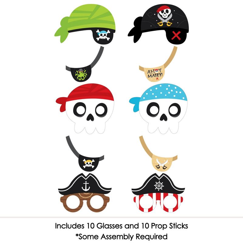 Big Dot of Happiness Pirate Ship Adventures Glasses, Masks, and Headpieces - Paper Card Stock Skull Birthday Party Photo Booth Props Kit - 10 Count, 3 of 6