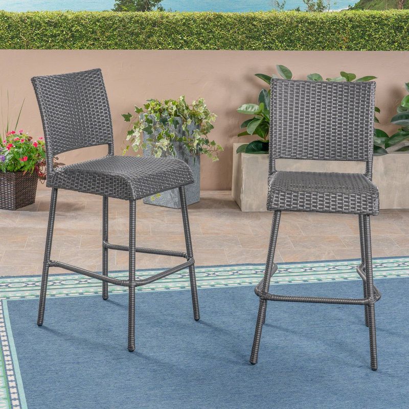 Neal Set of 2 Wicker 29" Barstools - Christopher Knight Home, 3 of 6