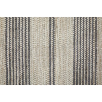 Gray and Ivory Striped Synthetic Indoor/Outdoor Area Rug