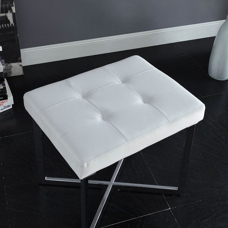 Julia Vanity Bench White/Chrome - Carolina Chair & Table, 4 of 6
