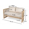 Christopher Knight Home Joplin 5 Piece Outdoor Acacia Wood and Rope Chat Set with Cushions and Round Fire Pit - 3 of 4