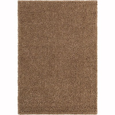 Easy Care Reversible Solid Shag Brown Synthetic Rug 4' x 6'