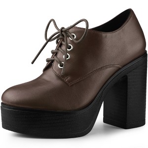 Allegra K Women's Platform High Chunky Heel Ankle Booties - 1 of 4