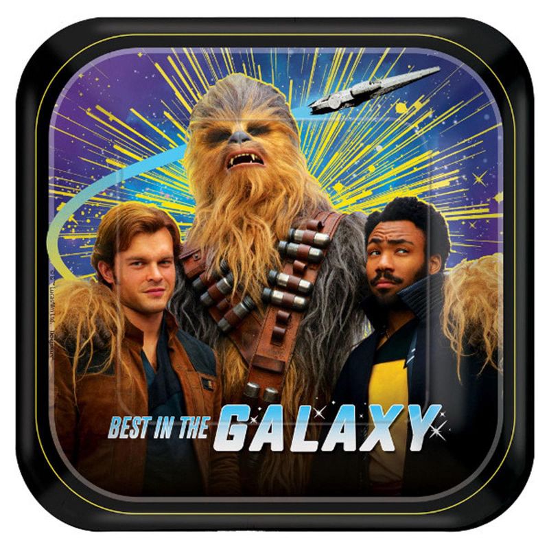 Amscan Star Wars Han Solo 7" Square Paper Party Plates, 8-Pack, 1 of 2