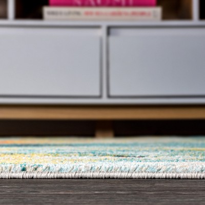 4' x 6' Blue Abstract Synthetic Reversible Area Rug