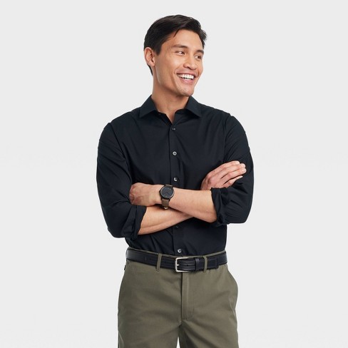 Men's Performance Dress Standard Fit Long Sleeve Button-down Shirt -  Goodfellow & Co™ Black S : Target
