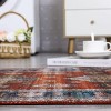 Acekool Boho Vintage Medallion Area Rug Collection, Washable Foldable Low Pile Non Slip Chenille TPR Backing, Red Blue Beige Gray - 3 of 4