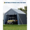 Outdoor Storage Shed 10x10 FT Carport with Roll-Up Zipper Door & Window, Waterproof & UV Resistant Portable Garage for Motorcycle, Bike, and Tools - 3 of 4