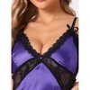 INSPIRE CHIC Women's Satin Lingerie Lace V-Neck Chemise Sleep Dress - 4 of 4