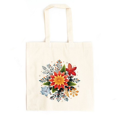 City Creek Prints Winter Plants Canvas Tote Bag - 15x16 - Natural