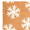 HomeRoots 17" X 29" Brown And White Christmas Snowflake Outdoor Coir Door Mat - 4 of 4