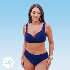 Women's Big Bust DD+ Lace-Up Mid Waisted Bikini Set Swimsuit - Cupshe - 1 of 4