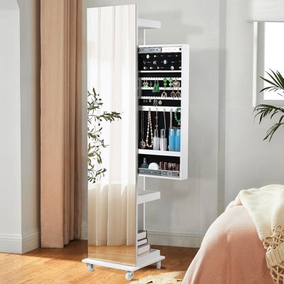 CAVINAS Mirror Jewelry Cabinet Jewelry Armoire Organizer with Mirror