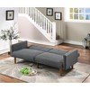 80" Convertible Polyfiber Sofa Bed with Tufted Cushion and Wooden Legs for Living Room - 2 of 4