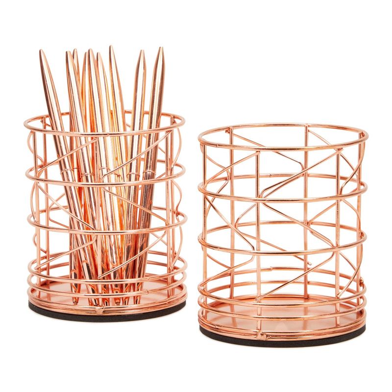 Juvale Juvale 2-Pack Rose Gold Pen Holder for Desk - Organizer Cup for Pencil, Hair and Makeup Brush and Office Supplies, 1 of 10