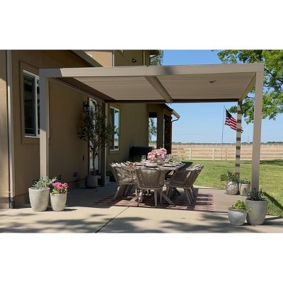 PURPLE LEAF Louvered Pergola Aluminum Outdoor Hardtop Pergola with Adjustable Retractable Louvre Roof for Deck Garden Backyard