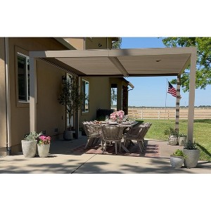 PURPLE LEAF Louvered Pergola Aluminum Outdoor Hardtop Pergola with Adjustable Retractable Louvre Roof for Deck Garden Backyard - 1 of 4