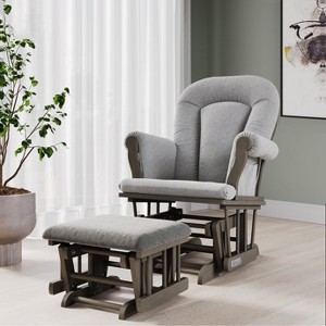 Child Craft Cozy Glider Rocker and Ottoman Set, Padded Cushion with Convenient Storage Pockets, Solid Wood Base & Frame - 1 of 4