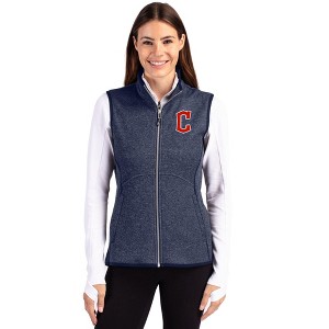 Cleveland Guardians1 Cutter & Buck Mainsail Sweater Knit Womens Full Zip Vest - 1 of 1