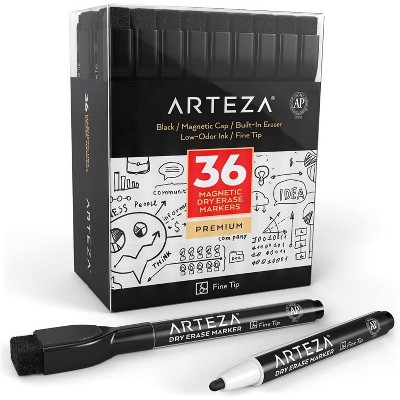 Arteza Dry Erase Markers, Magnetic Eraser Caps, Fine Tip, for School - 36 Pack (ARTZ-8417)