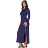 Womens Boat Neck Long Sleeve Side Slit Fitted A-Line Maxi Dress - 24seven Comfort Apparel™ - 2 of 4