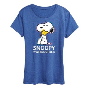Women's - Peanuts - Snoopy And Woodstock Short Sleeve Graphic T-Shirt - 1 of 4