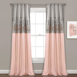Home Boutique Night Sky Window Curtain Panel Single Gray/Blush 42X84 - 1 of 1