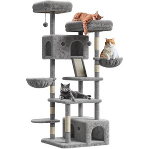 66" Multi-Level Cat Tree w/Sisal Scratching Posts, Condos, Hammock & Perch – Durable Tower for Multiple Cats - 1 of 4