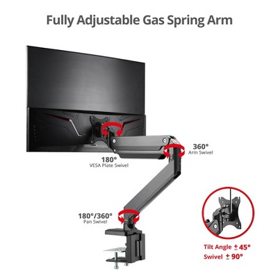 SIIG Single Monitor Heavy-Duty Premium Gas Spring Desk Mount CE-MT2Z11-S1 - Thumbnail 5