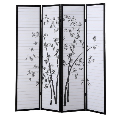 NicBex Room Divider Folding Privacy Screen with Oriental Bamboo Pattern Partition for Home & Office