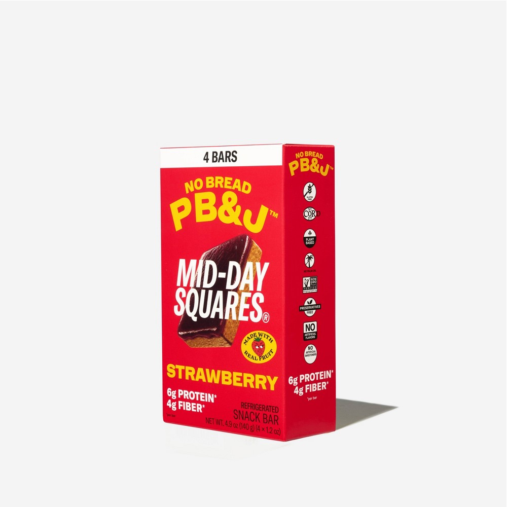 Mid-Day Squares Strawberry No Bread PB&J Refrigerated Snack Bars - 4.9oz/4pk