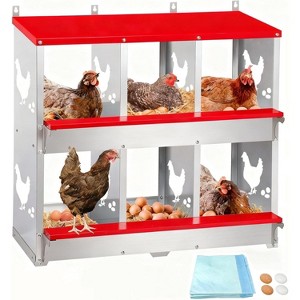 Coucheta Chicken Nesting Box, Wall Mount/Free Standing Poultry Nest for Chickens, Metal Chicken Laying Boxes with Perch, Secure Lid, Vented Holes - 1 of 3